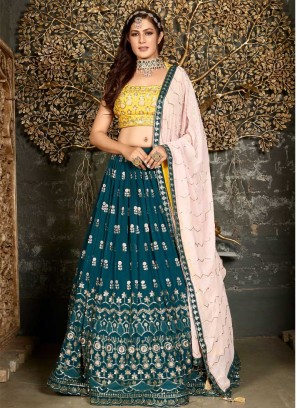 Teal Color Lehenga With Fancy Choli