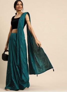 Teal Color Poly Silk Saree