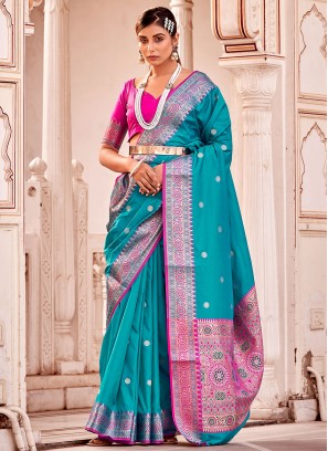 Teal Color Saree