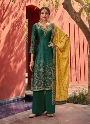 Teal Color Satin New Design Salwar Suit