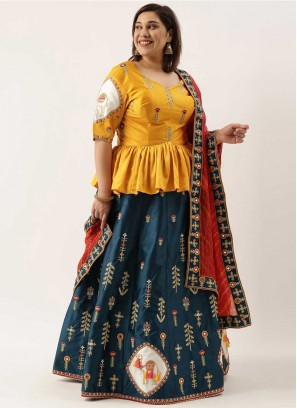 Teal Color Satin Silk Chaniya Choli