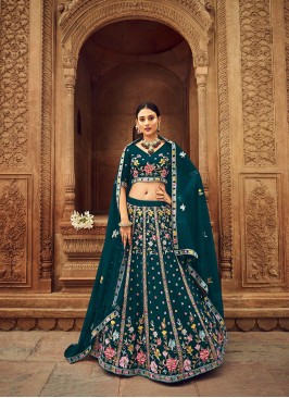 Teal Colour Georgette Lehenga Choli