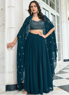 Teal Embroidered Readymade Lehenga Choli