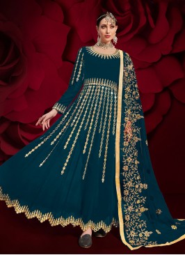 Teal Festival Floor Length Anarkali Suit