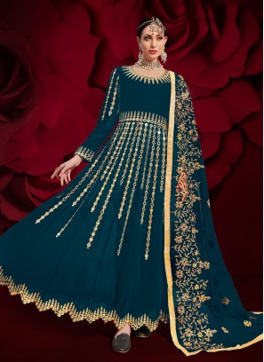 Teal Festival Floor Length Anarkali Suit