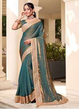 Teal Festival Silk Designer Saree