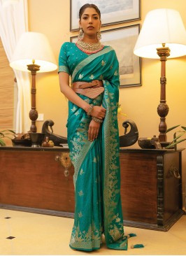 Teal Festival Trendy Saree