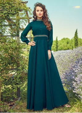 Teal Georgette Gown 