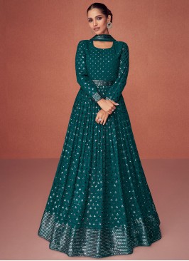 Teal Georgette Party Salwar Kameez