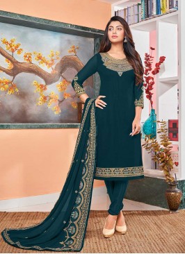Teal Green Color Georgette Salwar Suit