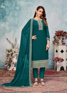Teal Green Color Georgette Salwar Suit
