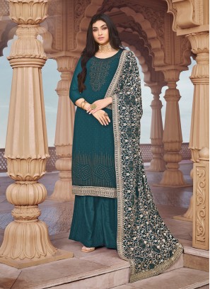 Teal Green Color Georgette Sharara Suit
