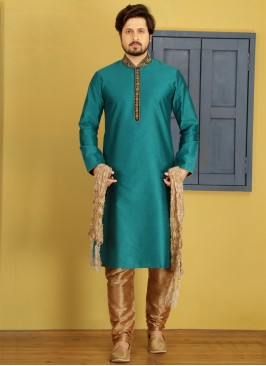 Teal Kurta Pajama For Sangeet Function