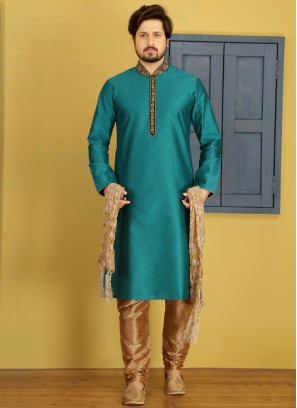 Teal Kurta Pajama For Sangeet Function