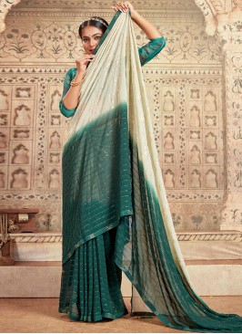 Teal Party Georgette Classic Saree