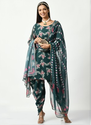 Teal Party Patiala Salwar Kameez