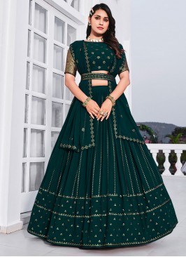 Teal Sangeet Georgette A Line Lehenga Choli