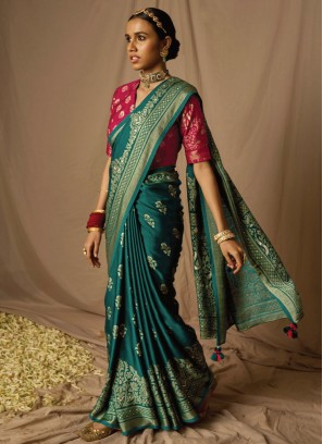 Teal Woven Saree