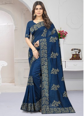 Teal Zari Classic Saree