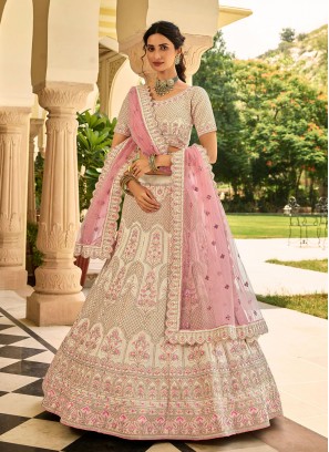 Tempting Cream Sequins Lehenga Choli