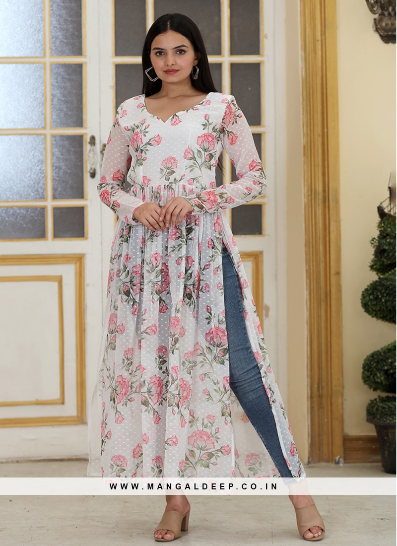 Voilet Partywear Embroidered Rayon Kurti - Palazzo Set With Dupatta