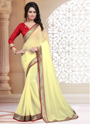 Tempting Lace Faux Georgette Classic Saree