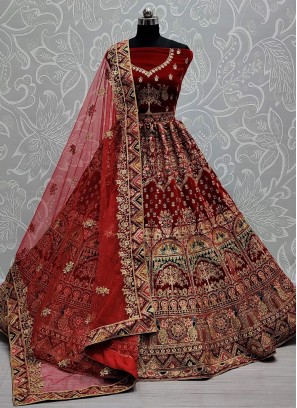 Tempting Velvet Embroidered Lehenga Choli