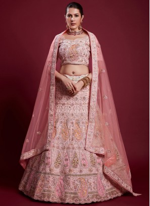 Thread Georgette Designer Lehenga Choli in Pink