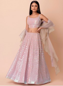 Thread Georgette Trendy Lehenga Choli in Pink