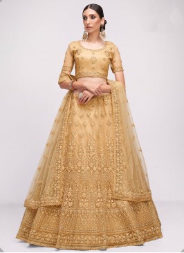 Thread Net Trendy Lehenga Choli in Brown