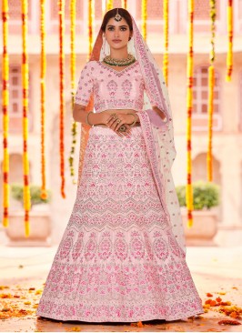 Thread Pure Crepe Lehenga Choli in Pink