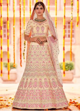 Thread Pure Crepe Lehenga Choli in Yellow