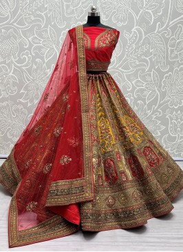 Thread Work Silk Designer A Line Lehenga Choli in Multi Colour