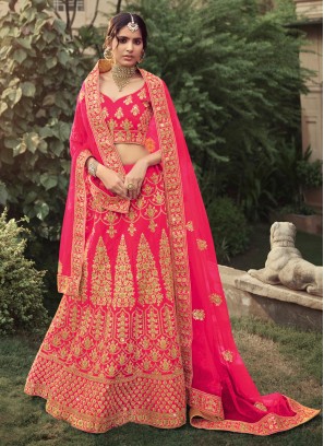 Thrilling Embroidered Hot Pink Lehenga Choli
