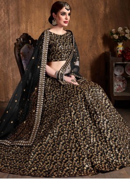 Tiptop Black Raw Silk Lehenga Choli