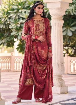 Tiptop Digital Print Muslin Maroon Trendy Salwar Suit