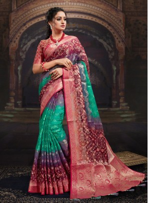 Tiptop Fancy Fabric Digital Print Multi Colour Designer Saree