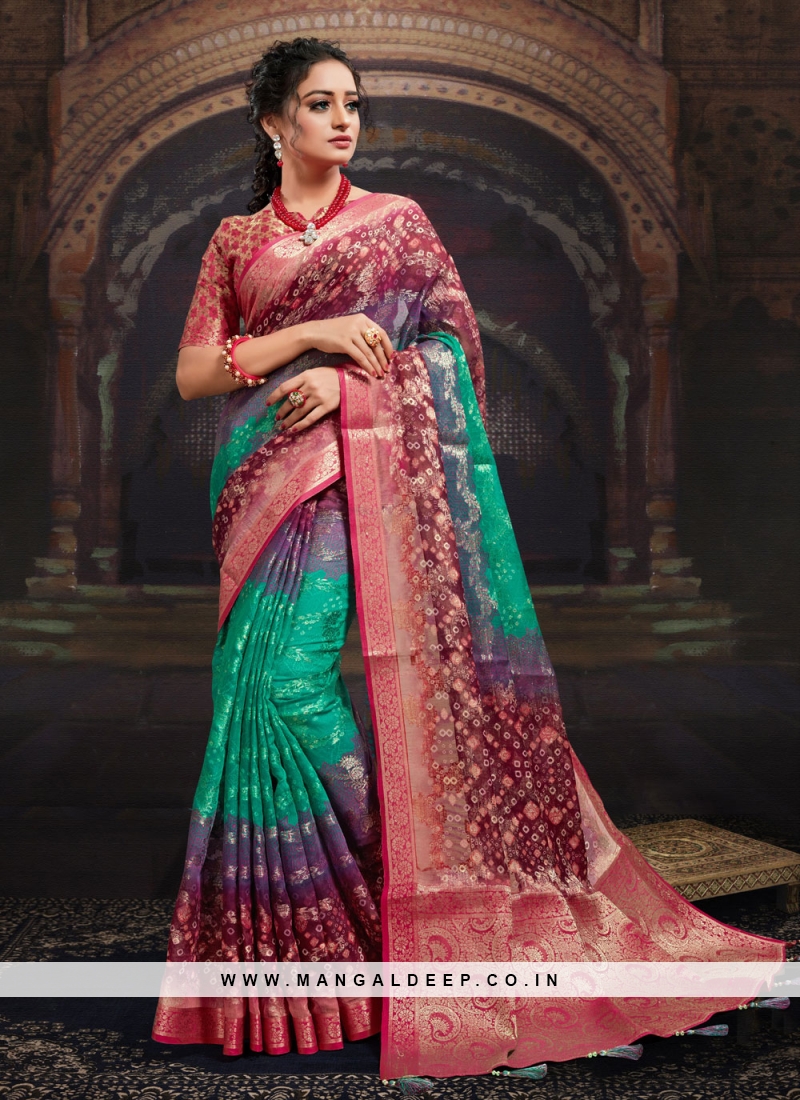 Tiptop Fancy Fabric Digital Print Multi Colour Designer Saree