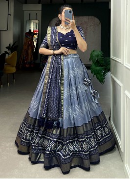 Tiptop Foil Print Navy Blue Lehenga Choli