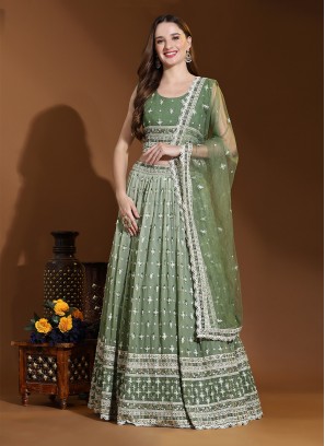 Tiptop Green A Line Lehenga Choli