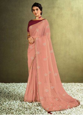 Tissue Designer Saree in Peach