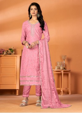 Titillating Cotton Pink Trendy Suit