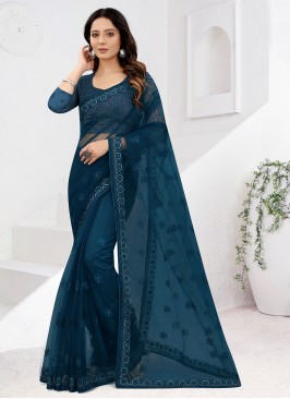 Titillating Morpeach  Resham Classic Designer Saree