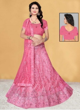 Titillating Pink Embroidered Lehenga Choli