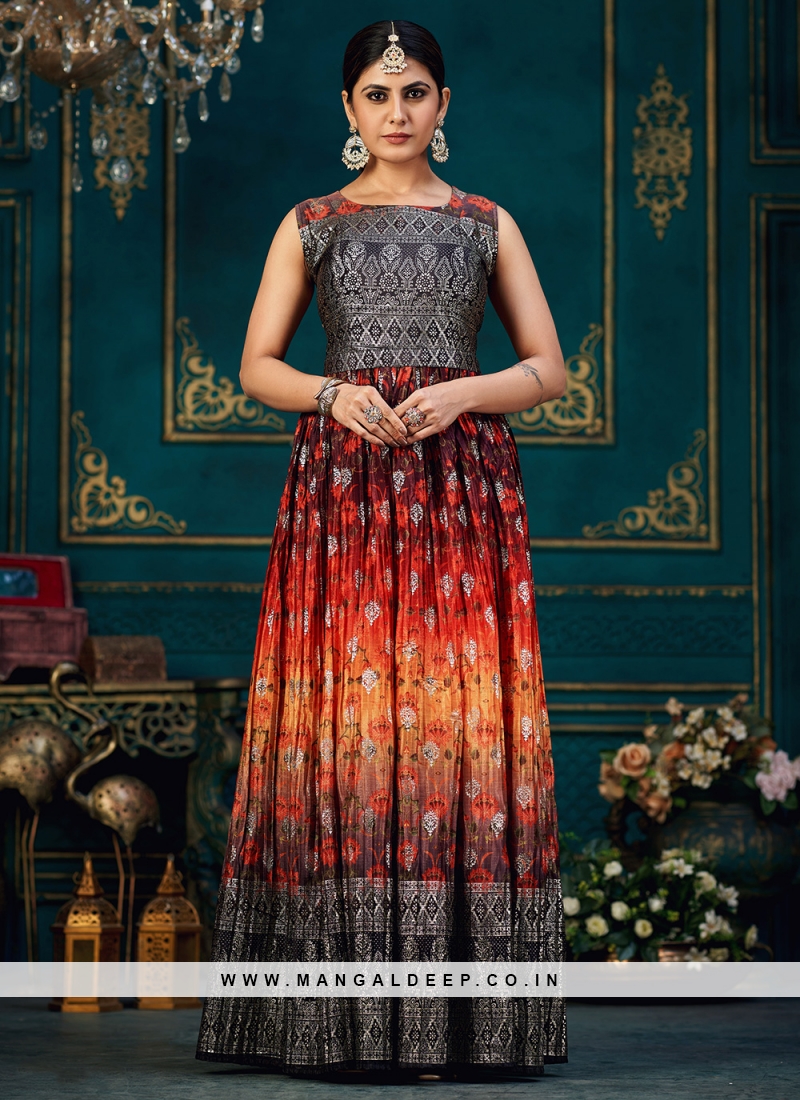 Virasat Patoal Designer Party Wear Silk Gown New Collection Wholesaler