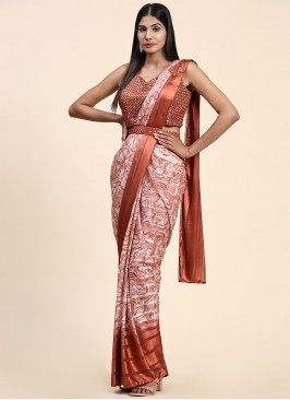 Topnotch Embroidered Multi Colour Satin Silk Contemporary Saree