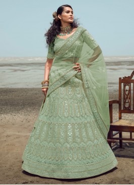 Topnotch Gota Work Green Organza Lehenga Choli