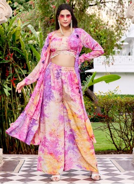 Topnotch Silk Print Multi Colour Palazzo Salwar Ka