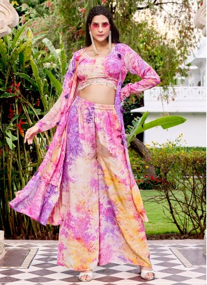 Topnotch Silk Print Multi Colour Palazzo Salwar Kameez