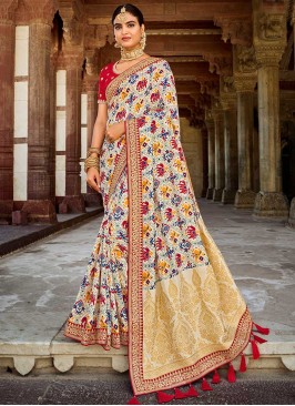 Traditional Beige Color Silk Saree